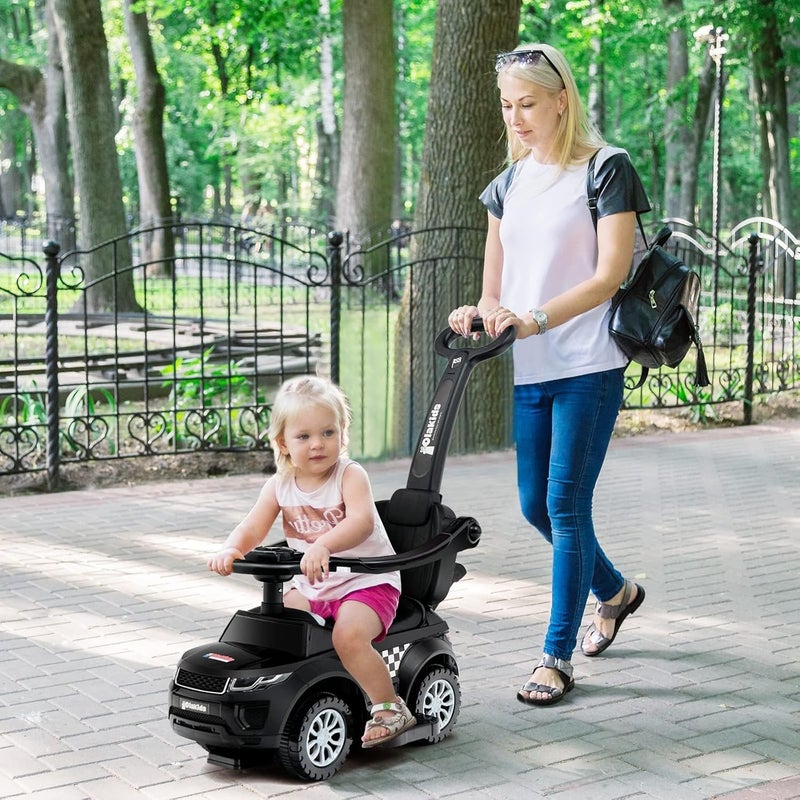 Olakids 4 in 1 Ride on Push Car, Toddlers Stroller Sliding Walking with Horn, Music, Lights, Removable Guardrails and Handle, Underneath Storage, Foot-to-Floor Walker for Boys Girls (Dark) - Image 2